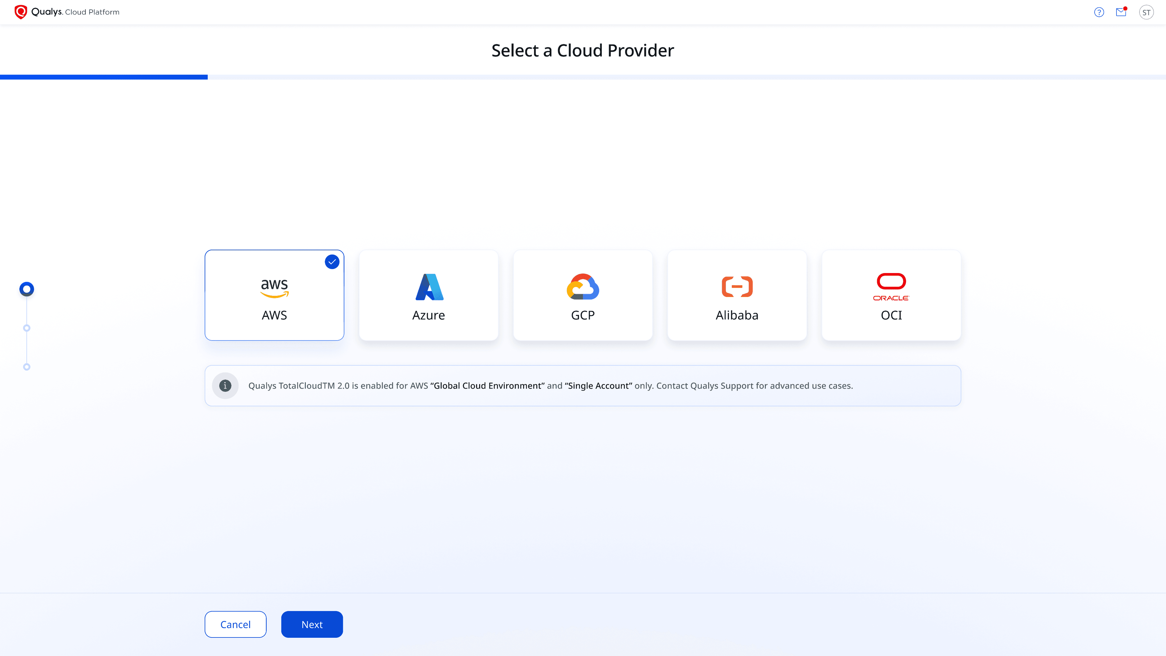 Step 1: Select Cloud Provider