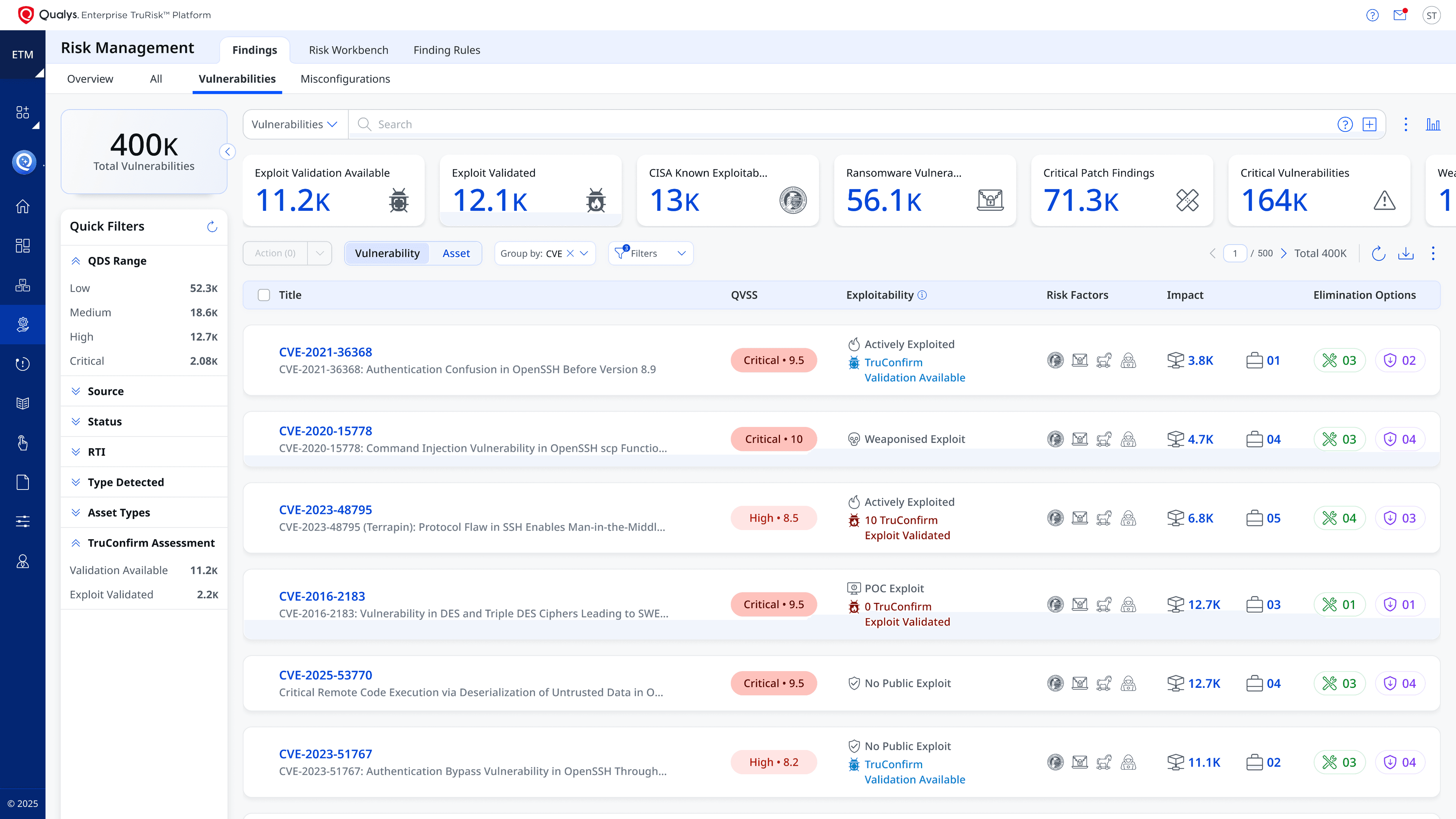 Implementation — findings screen